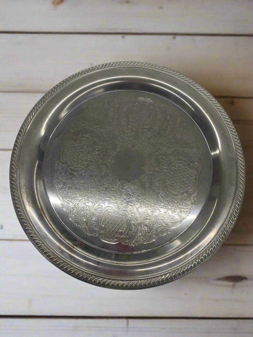 VINTAGE ENGRAVED SILVER PLATE