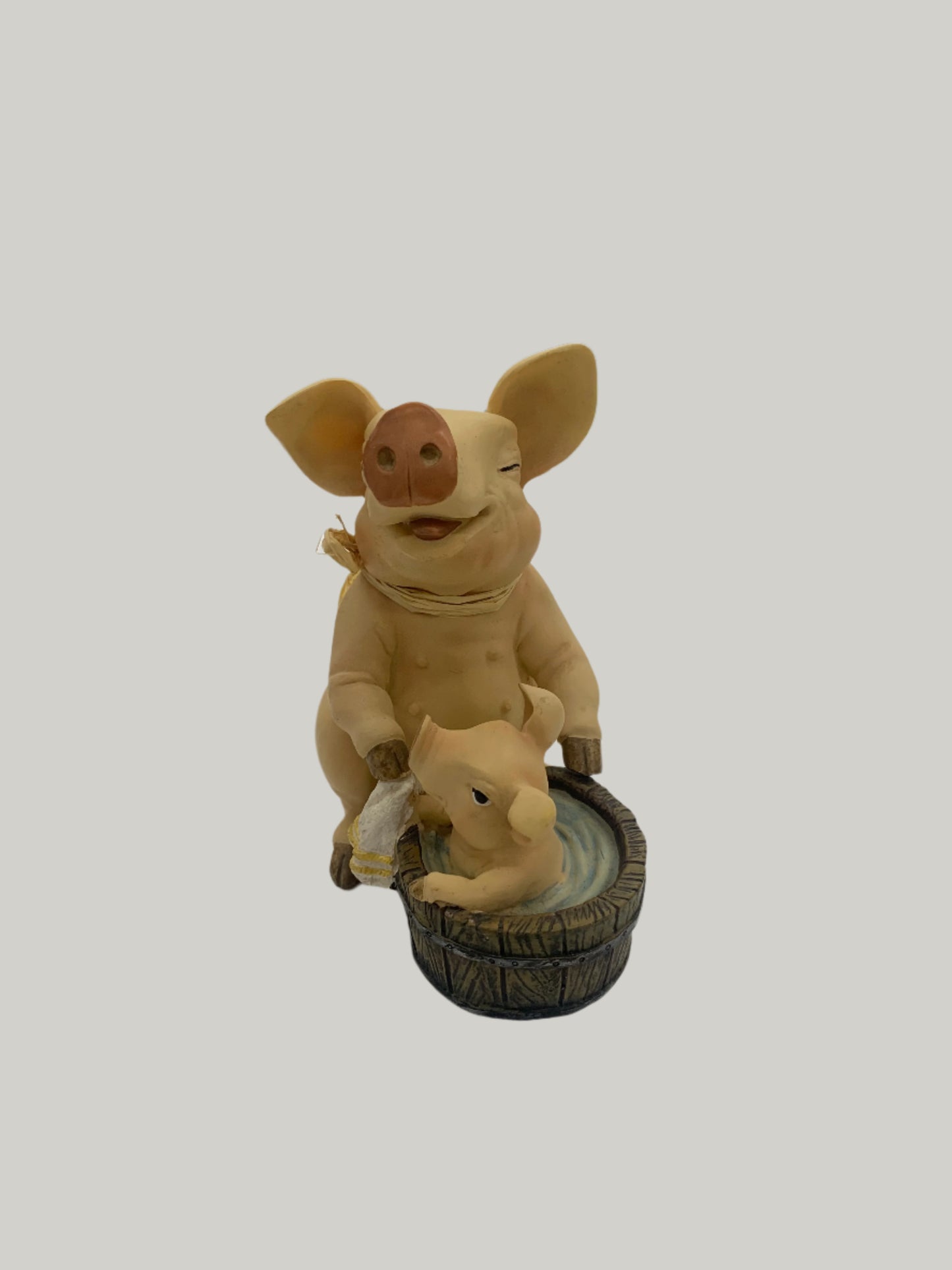 Cute mama pig and baby pig figurine