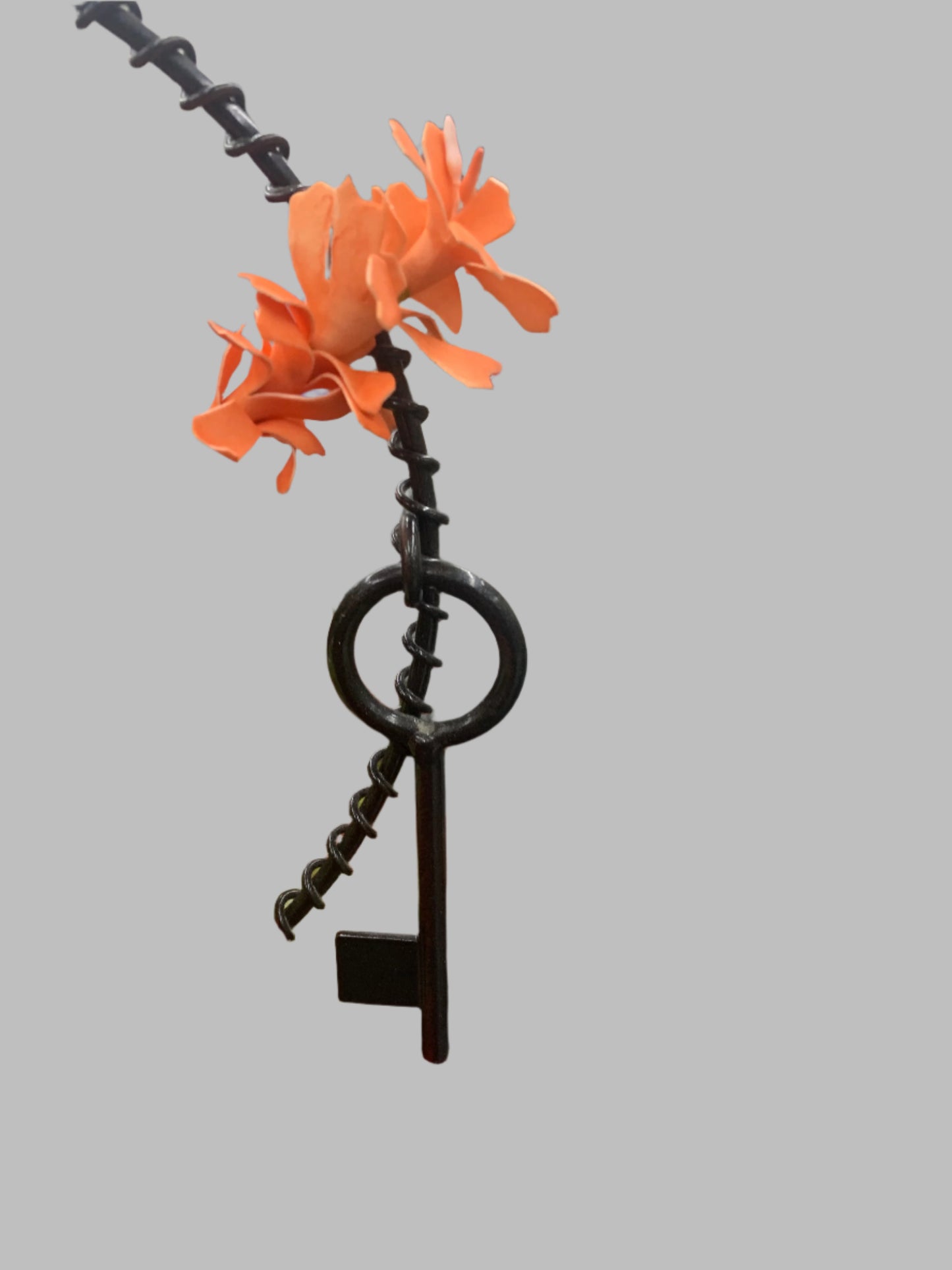 HEART LOCK WITH ANTIQUE KEY FLORAL DECOR