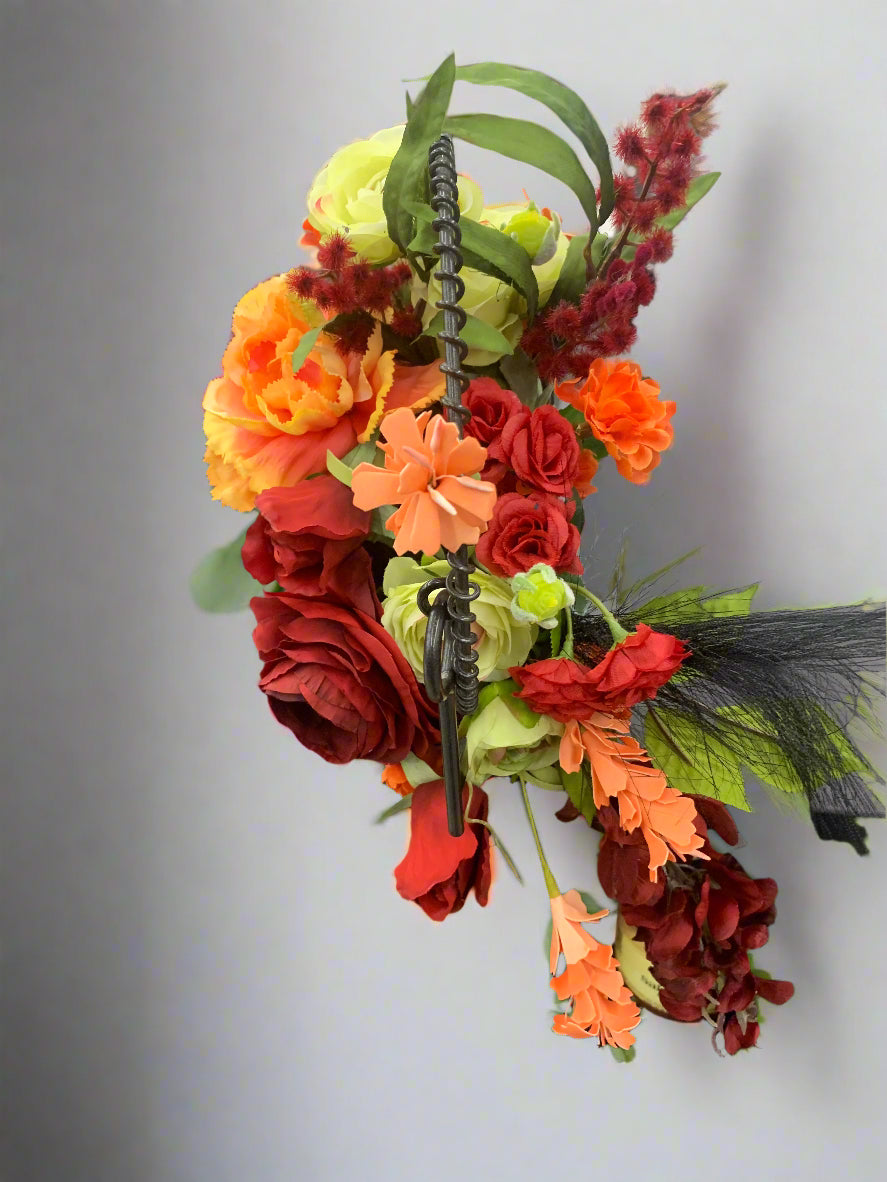 HEART LOCK WITH ANTIQUE KEY FLORAL DECOR