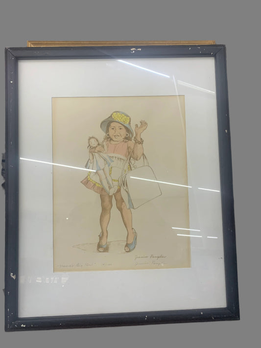 VINTAGE MAMA'S BIG GIRL SIGNED PRINT